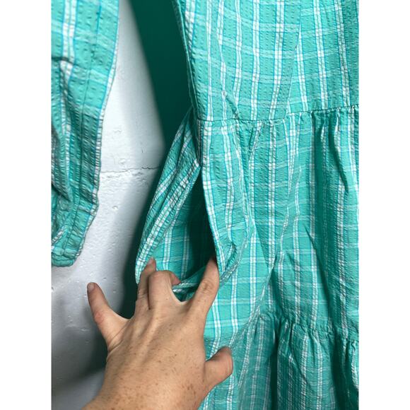 NEW J. CREW Ruffle Neck 3/4 Sleeve Peplum Hem Plaid Mini Dress Size 6 - Picture 5 of 12